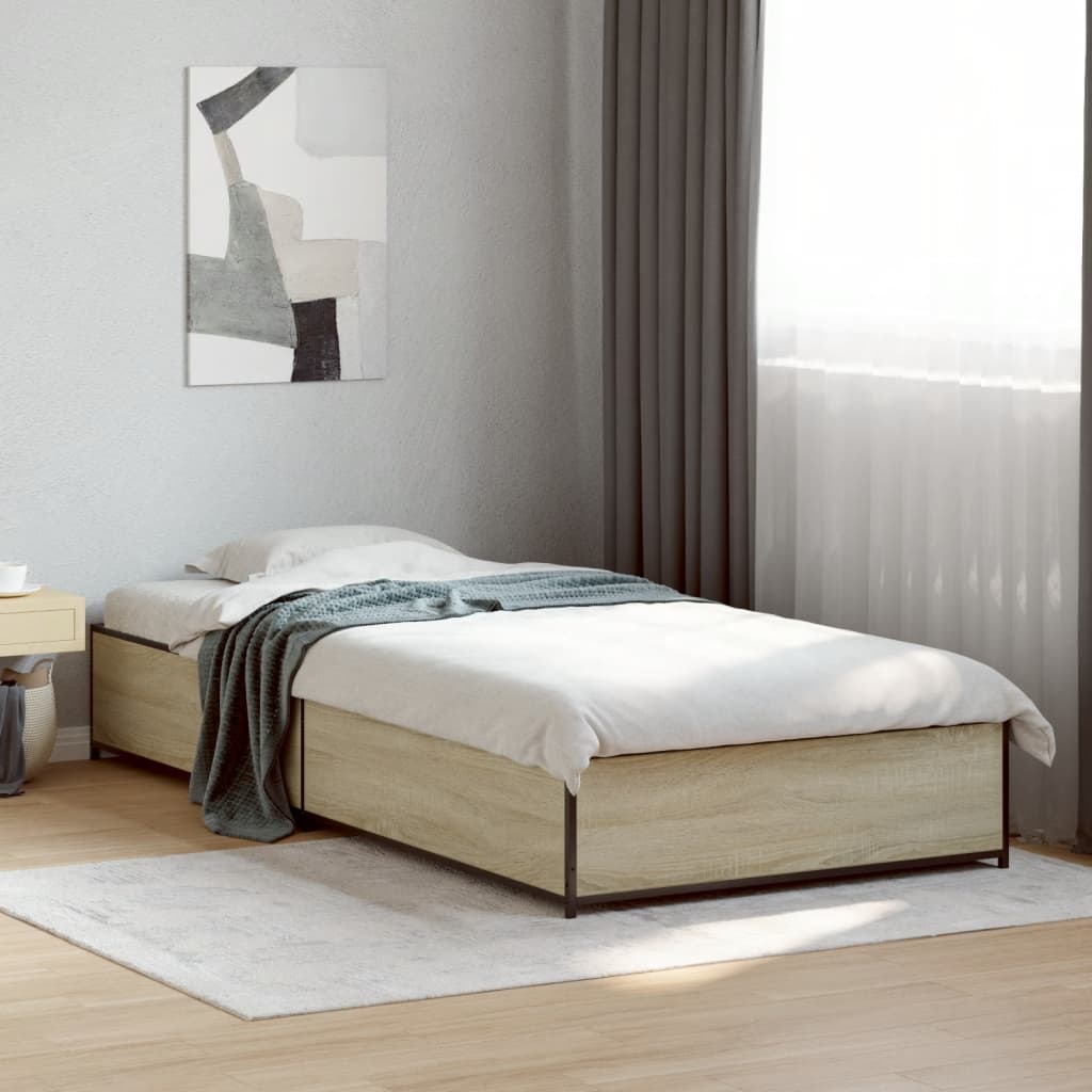Sengeramme sonoma eik 90x190 cm konstruert tre og metall