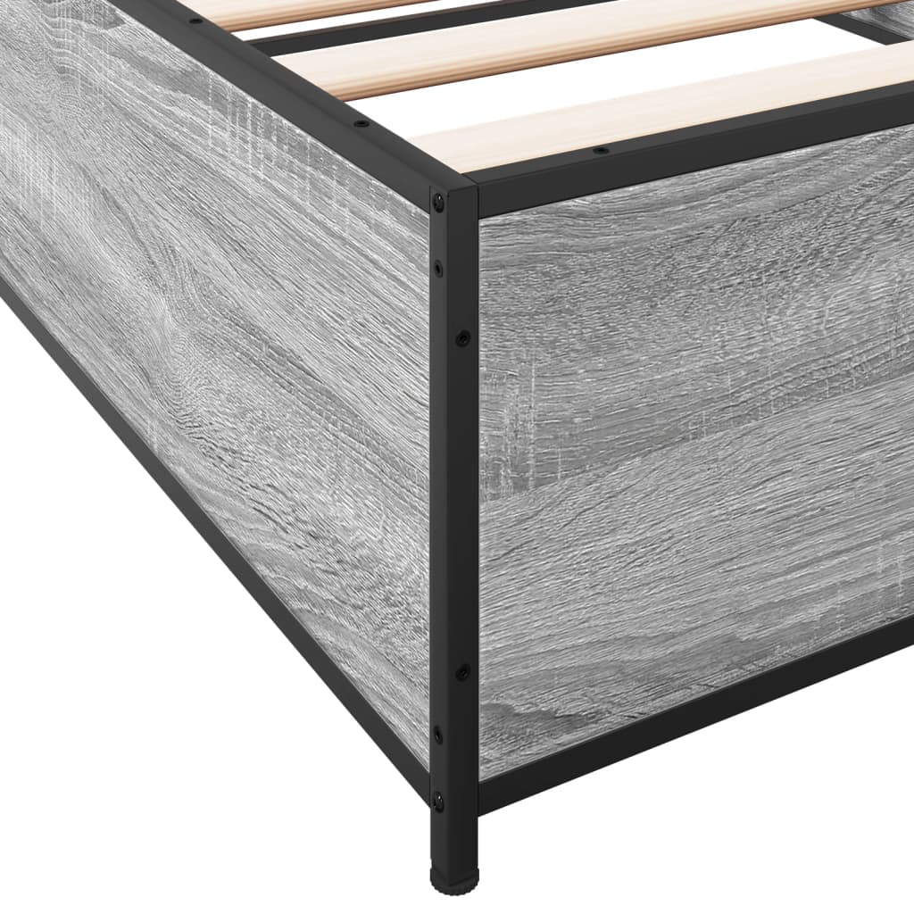 Sengeramme grå sonoma 75x190 cm konstruert tre og metall