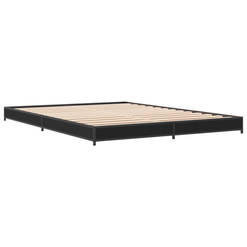 Sengeramme svart 135x190 cm konstruert tre og metall