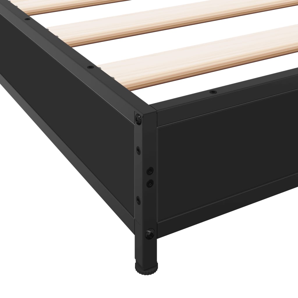 Sengeramme svart 135x190 cm konstruert tre og metall