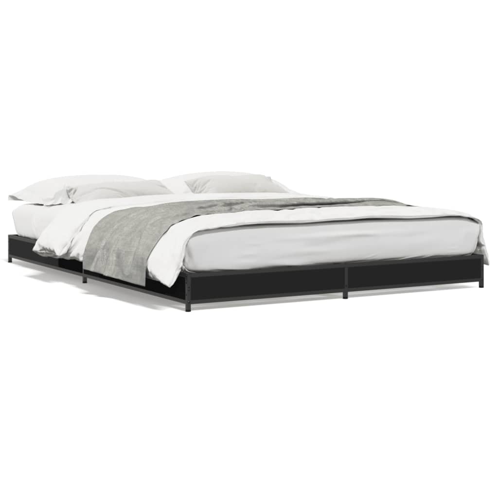 Sengeramme svart 135x190 cm konstruert tre og metall