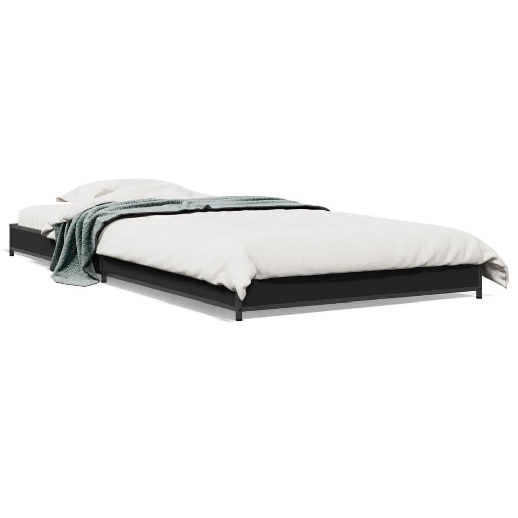 Sengeramme svart 100x200 cm konstruert tre og metall