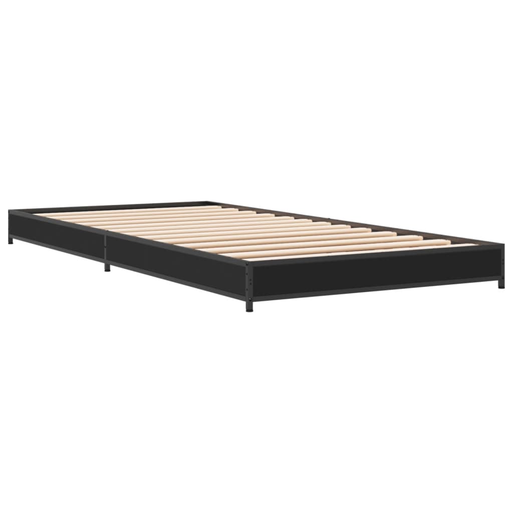 Sengeramme svart 100x200 cm konstruert tre og metall