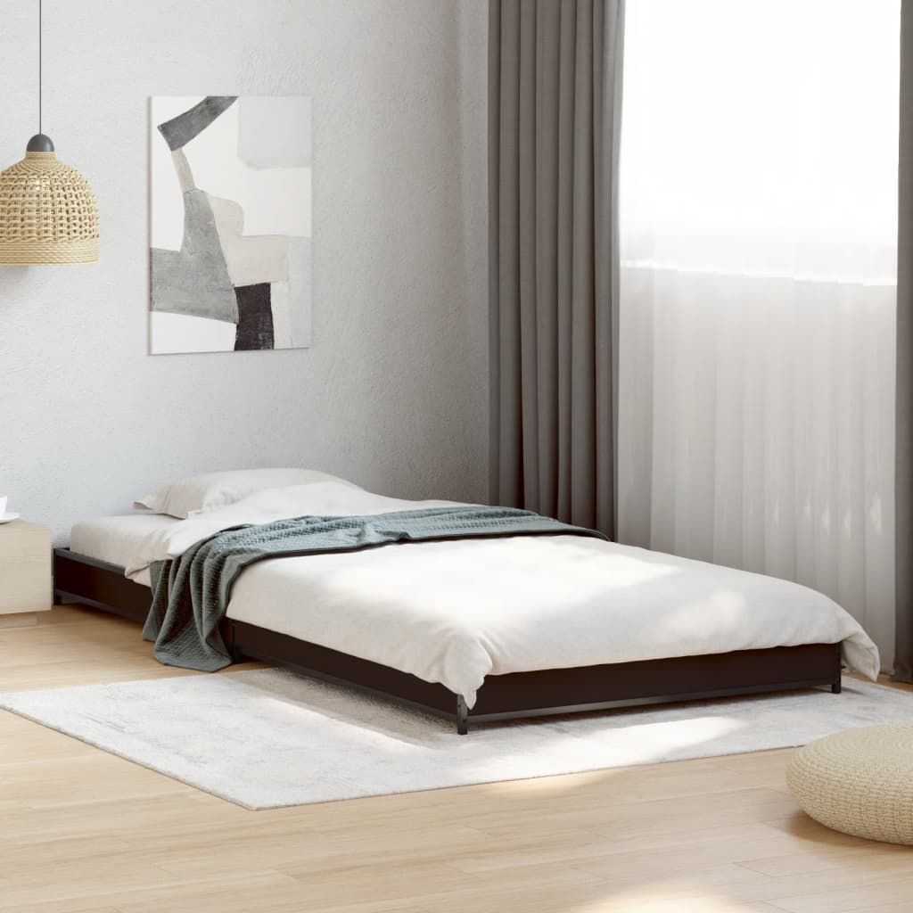 Sengeramme svart 100x200 cm konstruert tre og metall