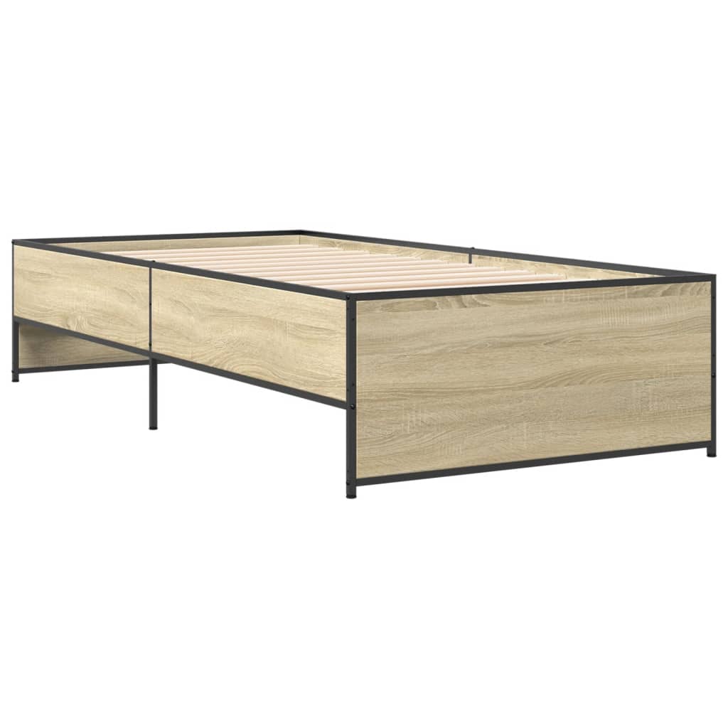 Sengeramme sonoma eik 90x200 cm konstruert tre og metall