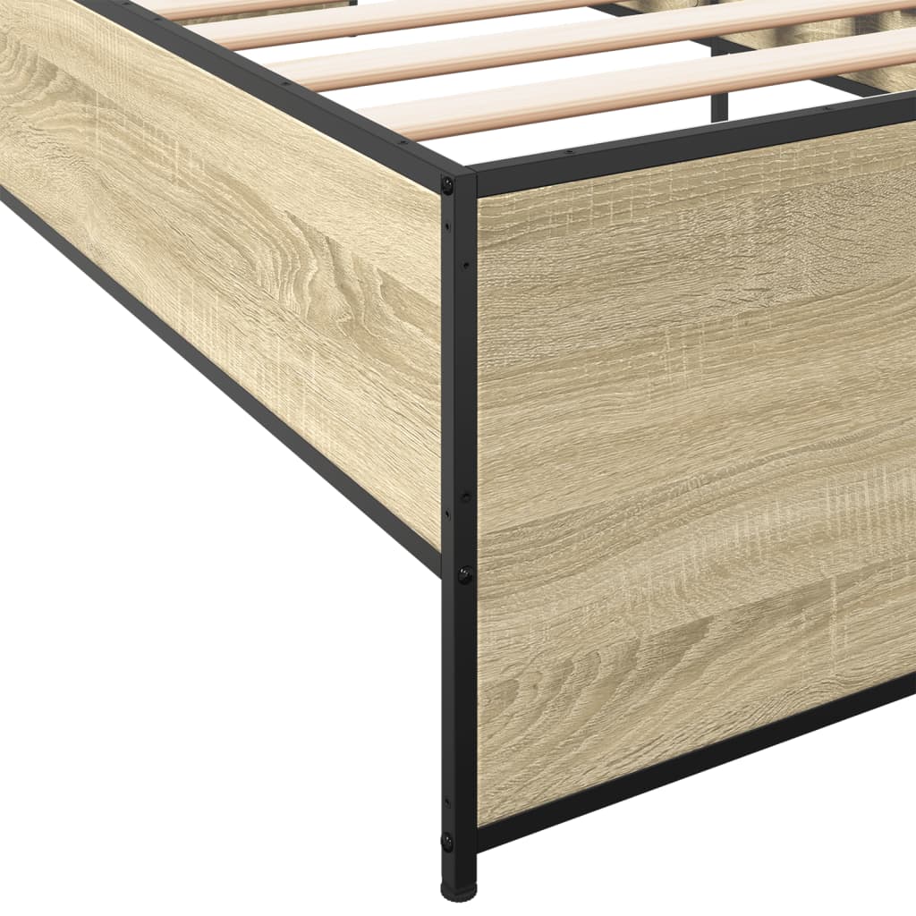 Sengeramme sonoma eik 90x200 cm konstruert tre og metall