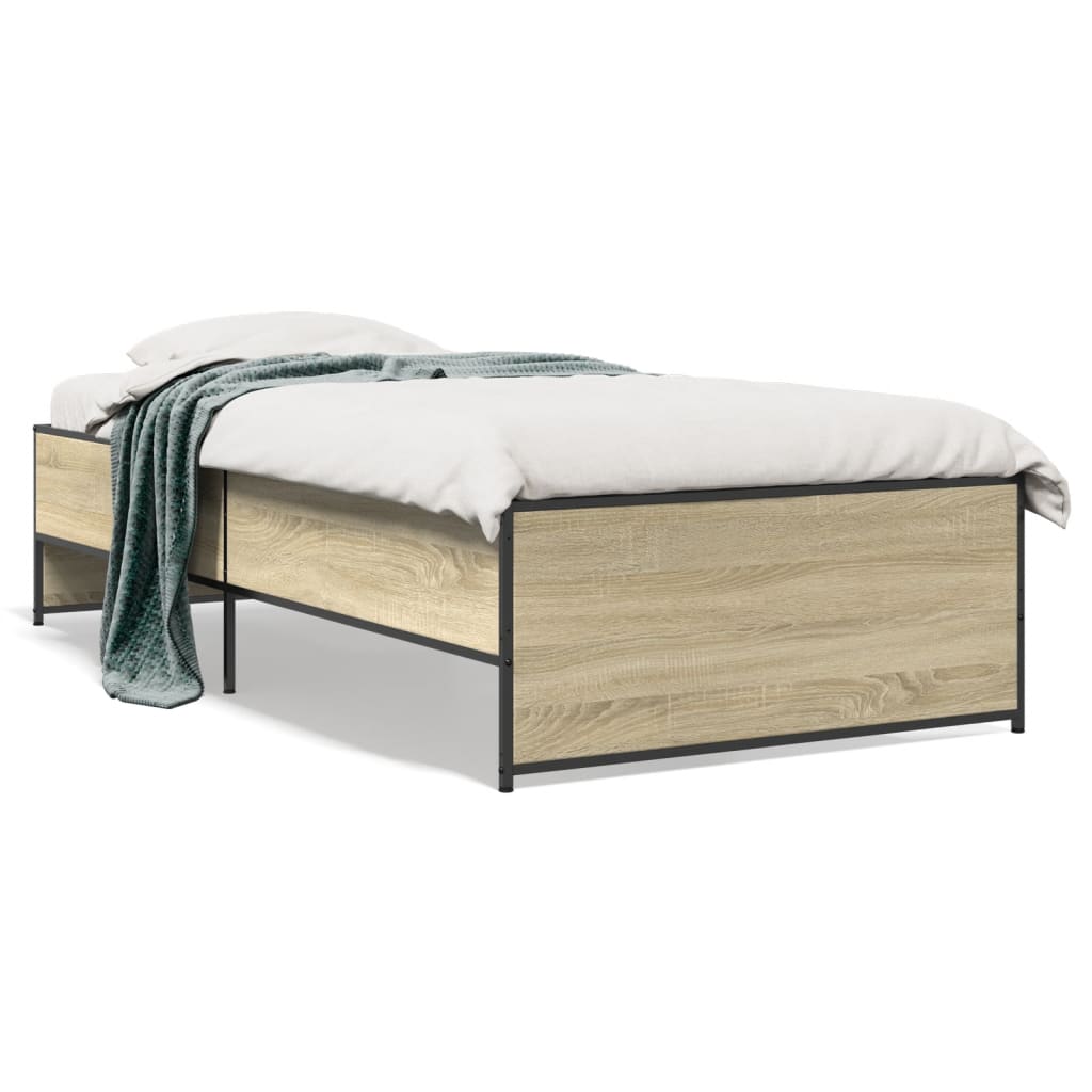 Sengeramme sonoma eik 90x200 cm konstruert tre og metall