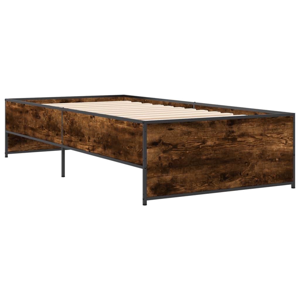 Sengeramme røkt eik 90x200 cm konstruert tre og metall