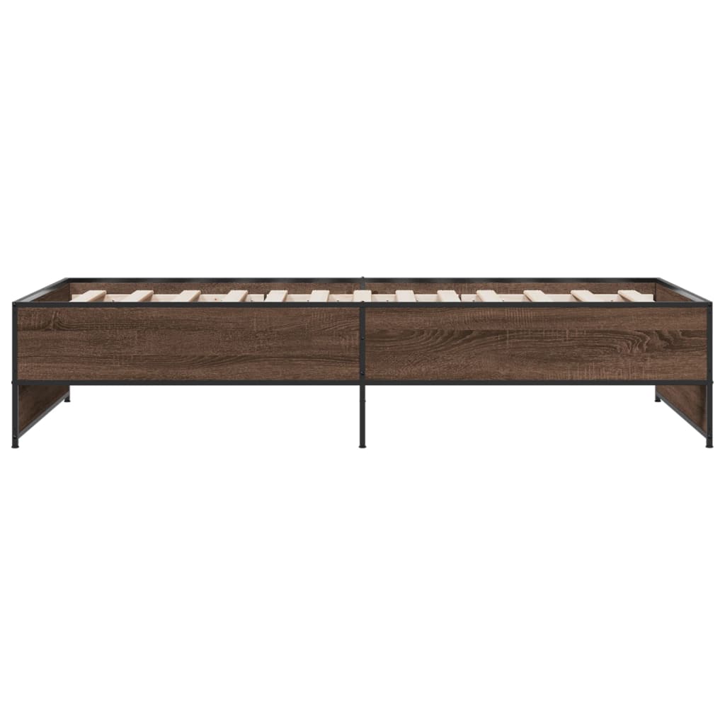 Sengeramme brun eik 90x200 cm konstruert tre og metall