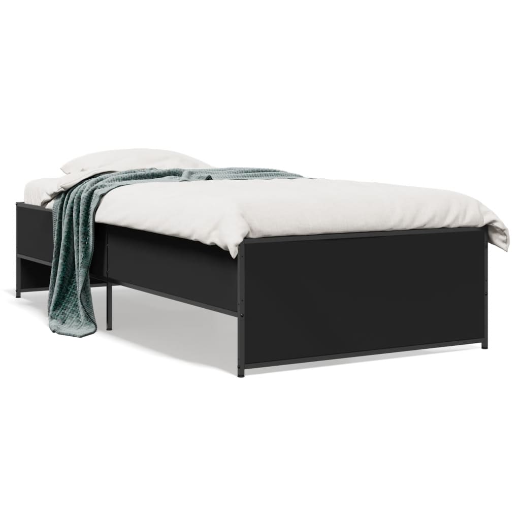 Sengeramme svart 90x190 cm konstruert tre og metall