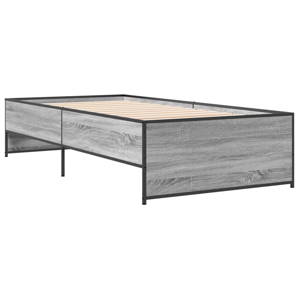 Sengeramme grå sonoma 90x190 cm konstruert tre og metall