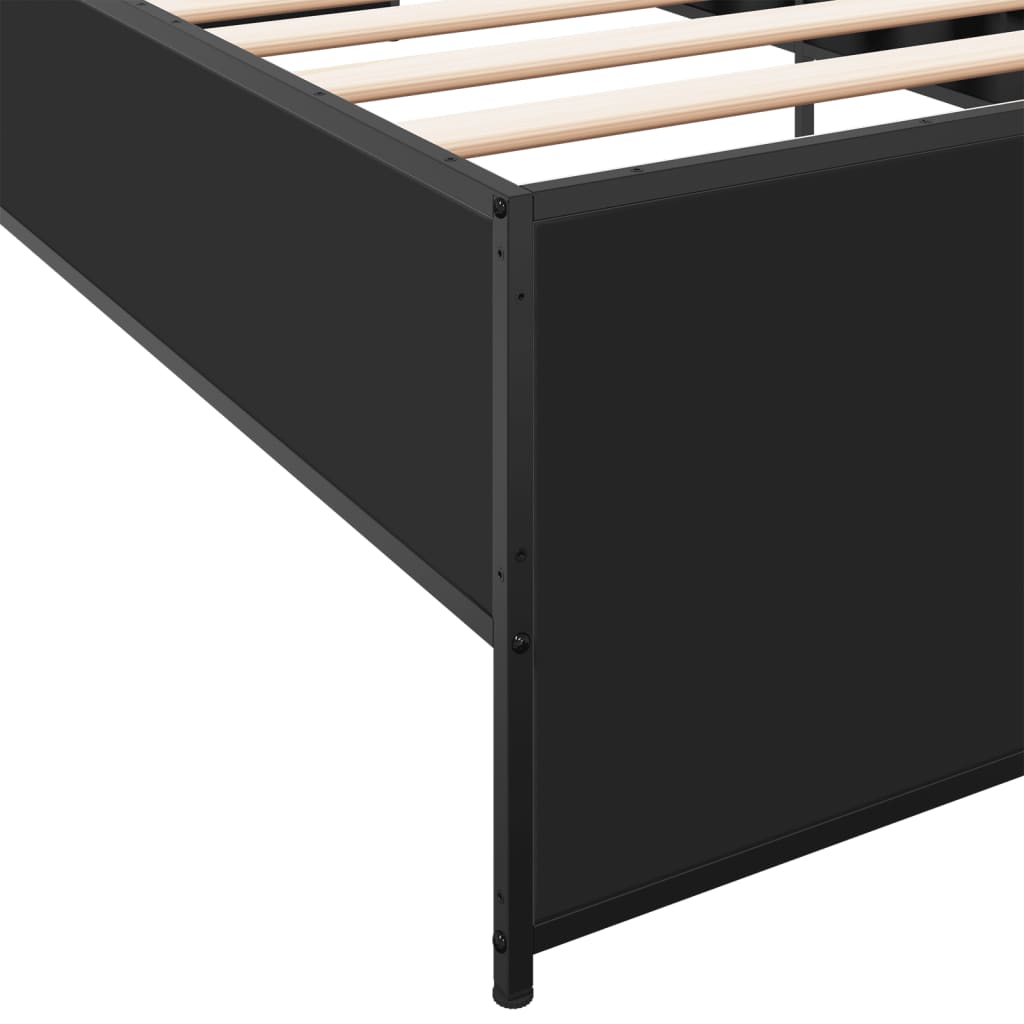 Sengeramme svart 75x190 cm konstruert tre og metall