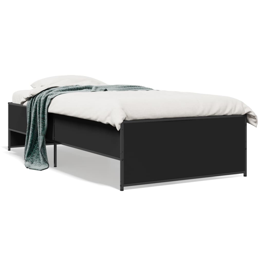 Sengeramme svart 75x190 cm konstruert tre og metall