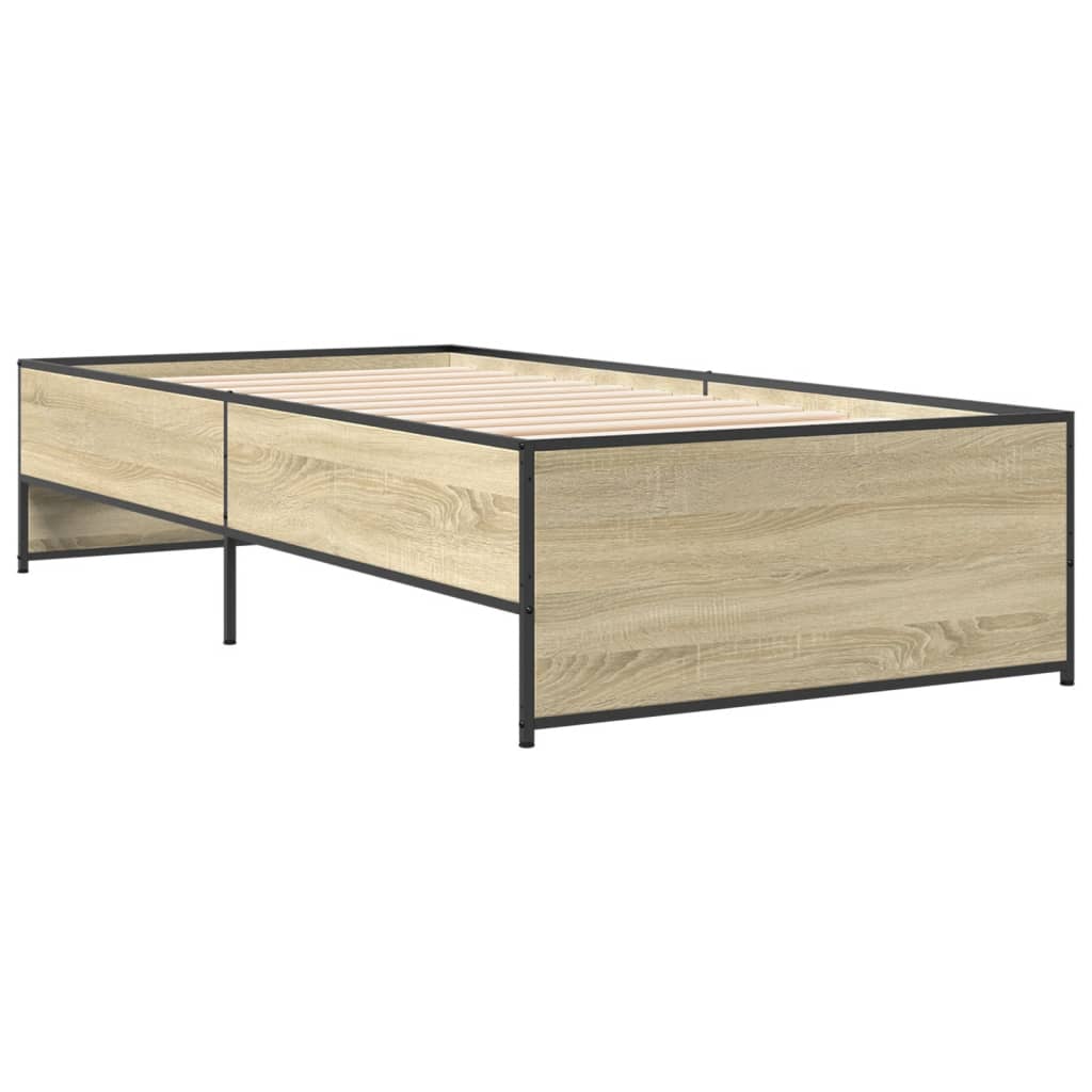 Sengeramme sonoma eik 75x190 cm konstruert tre og metall