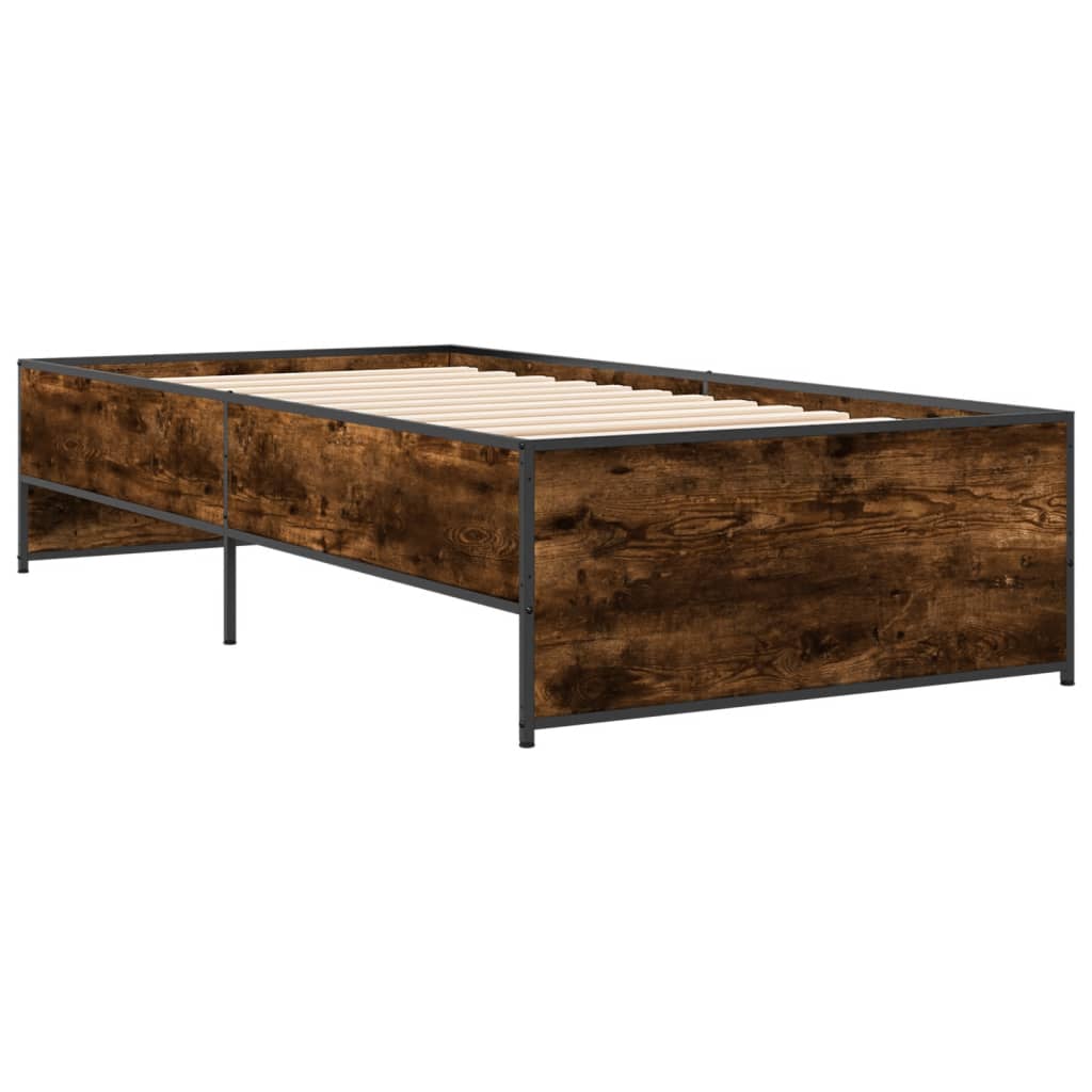 Sengeramme røkt eik 75x190 cm konstruert tre og metall