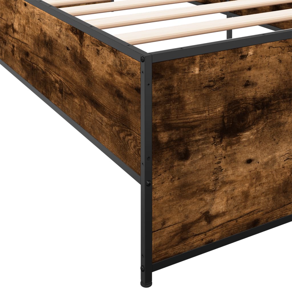 Sengeramme røkt eik 75x190 cm konstruert tre og metall