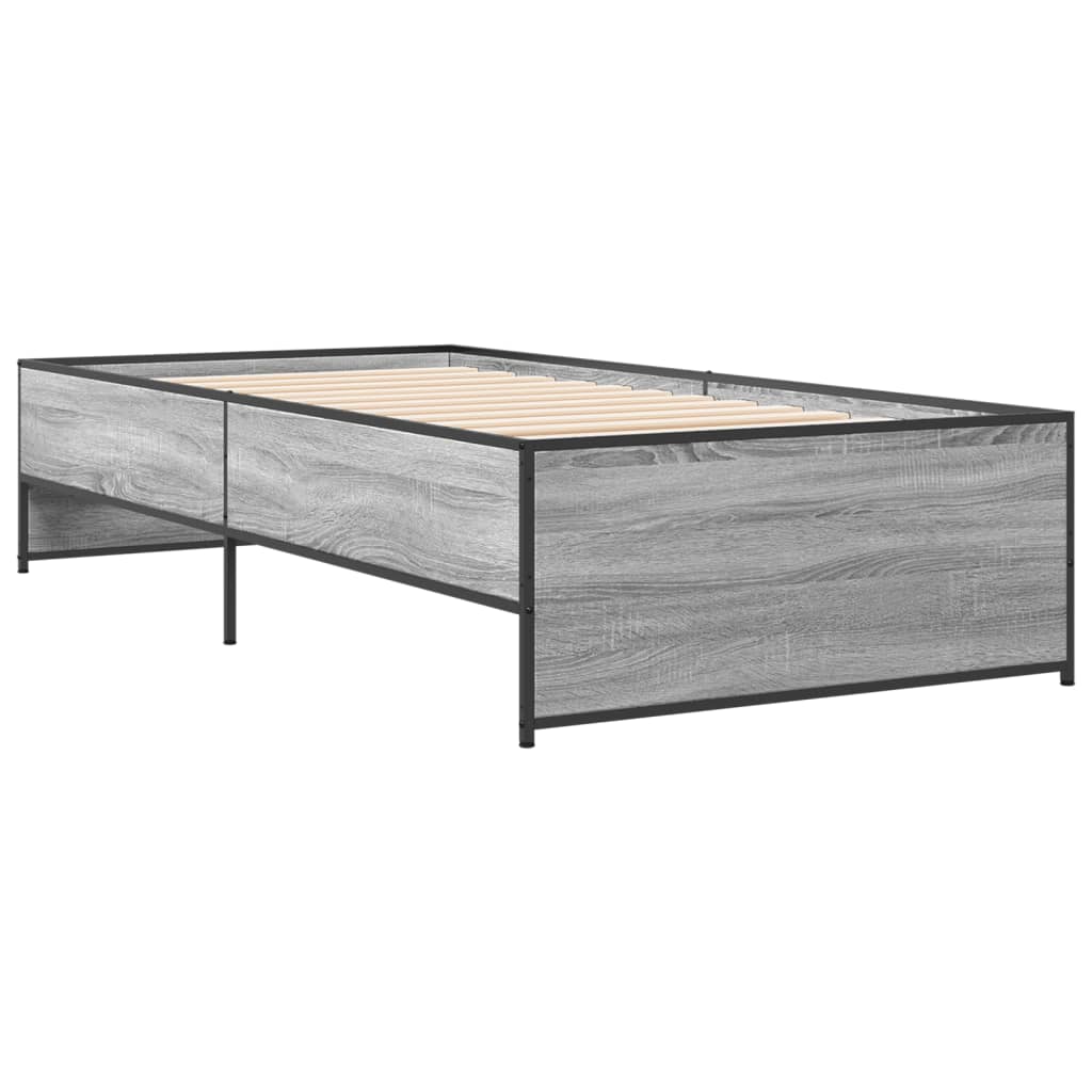 Sengeramme grå sonoma 75x190 cm konstruert tre og metall
