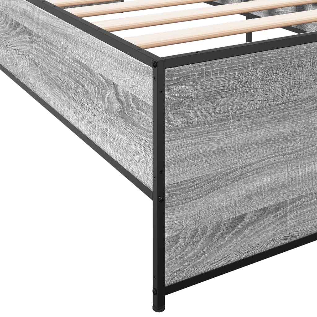 Sengeramme grå sonoma 75x190 cm konstruert tre og metall