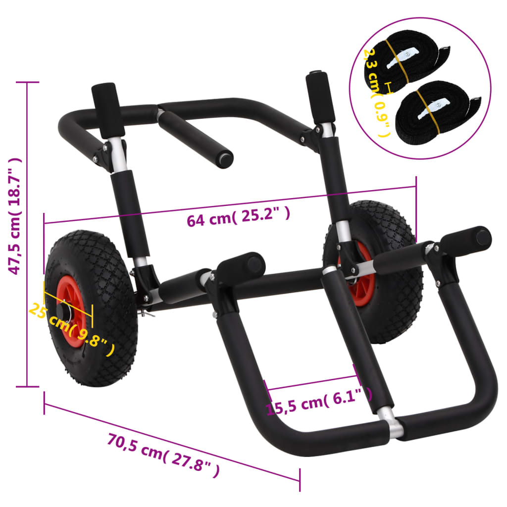 SUP vogn for 2 surfebrett sammenleggbar 90 kg aluminium