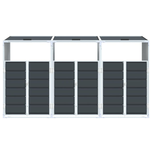 Søppeldunkskur for 3 dunker antrasitt 216x81x115 cm Stål