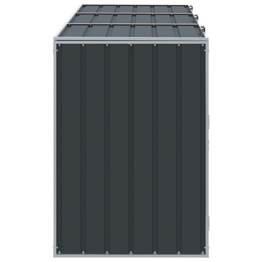 Søppeldunkskur for 3 dunker antrasitt 216x81x115 cm Stål