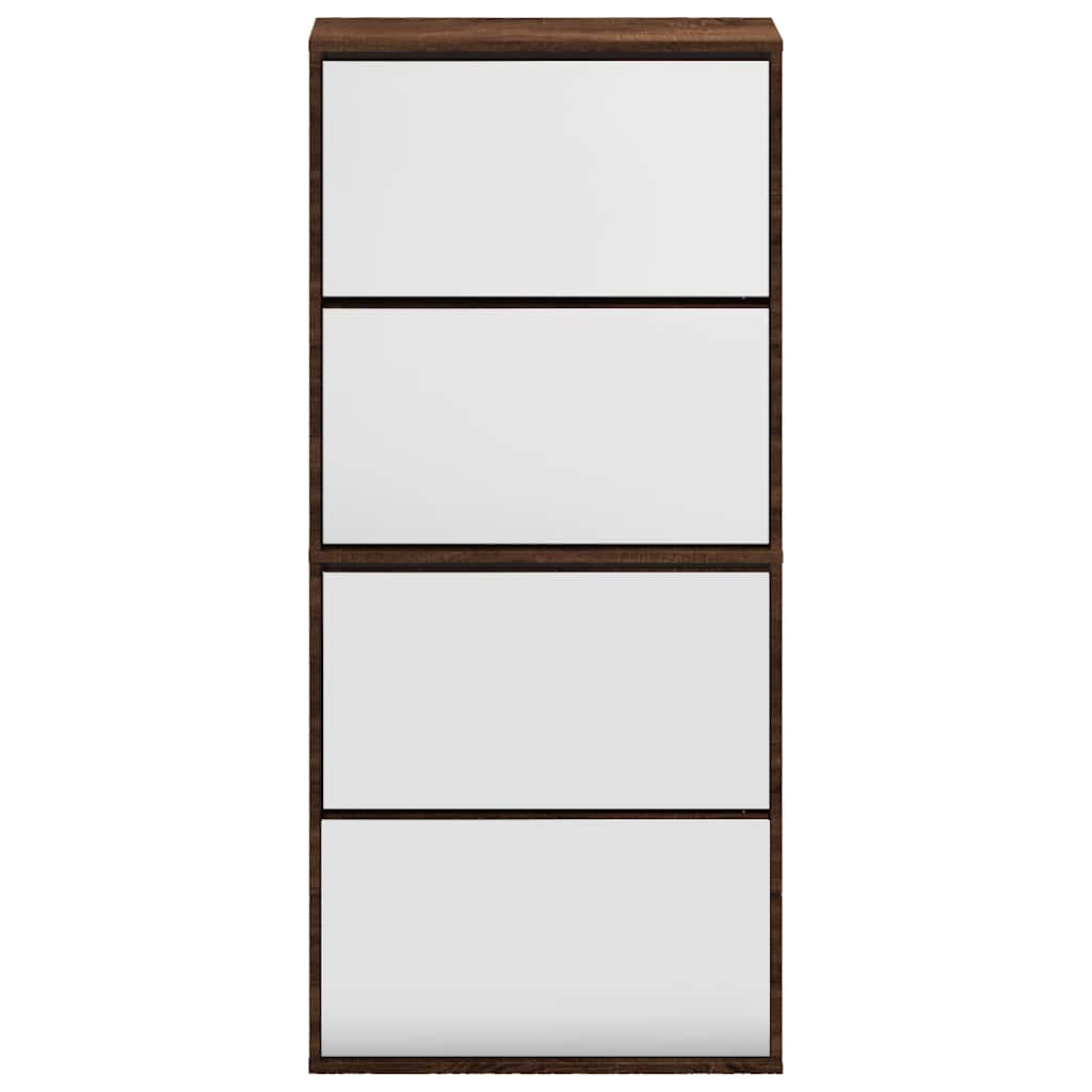 Skoskap med speil 4 lag brun eik 63x17x134 cm