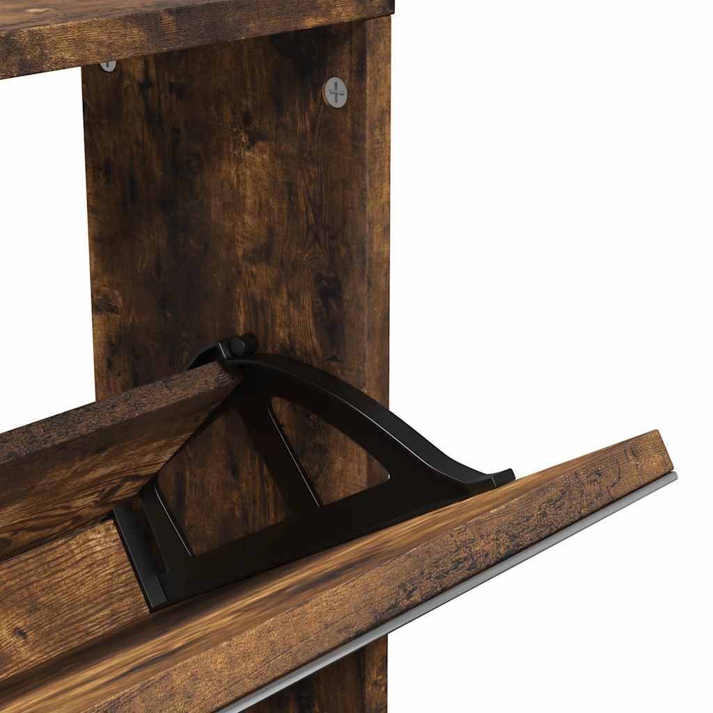 Skoskap med speil 5 lag røkt eik 63x17x169,5 cm