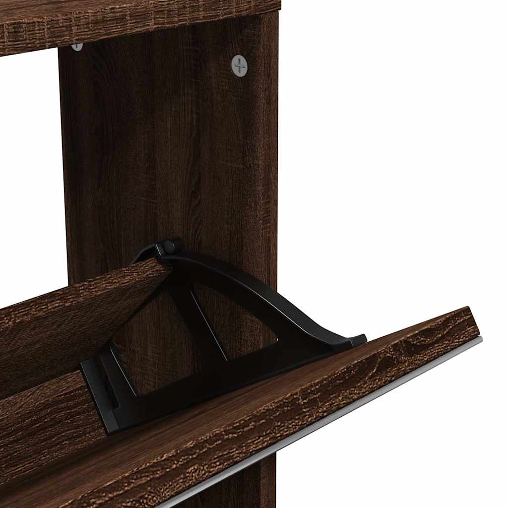 Skoskap med speil 5 lag brun eik 63x17x169,5 cm