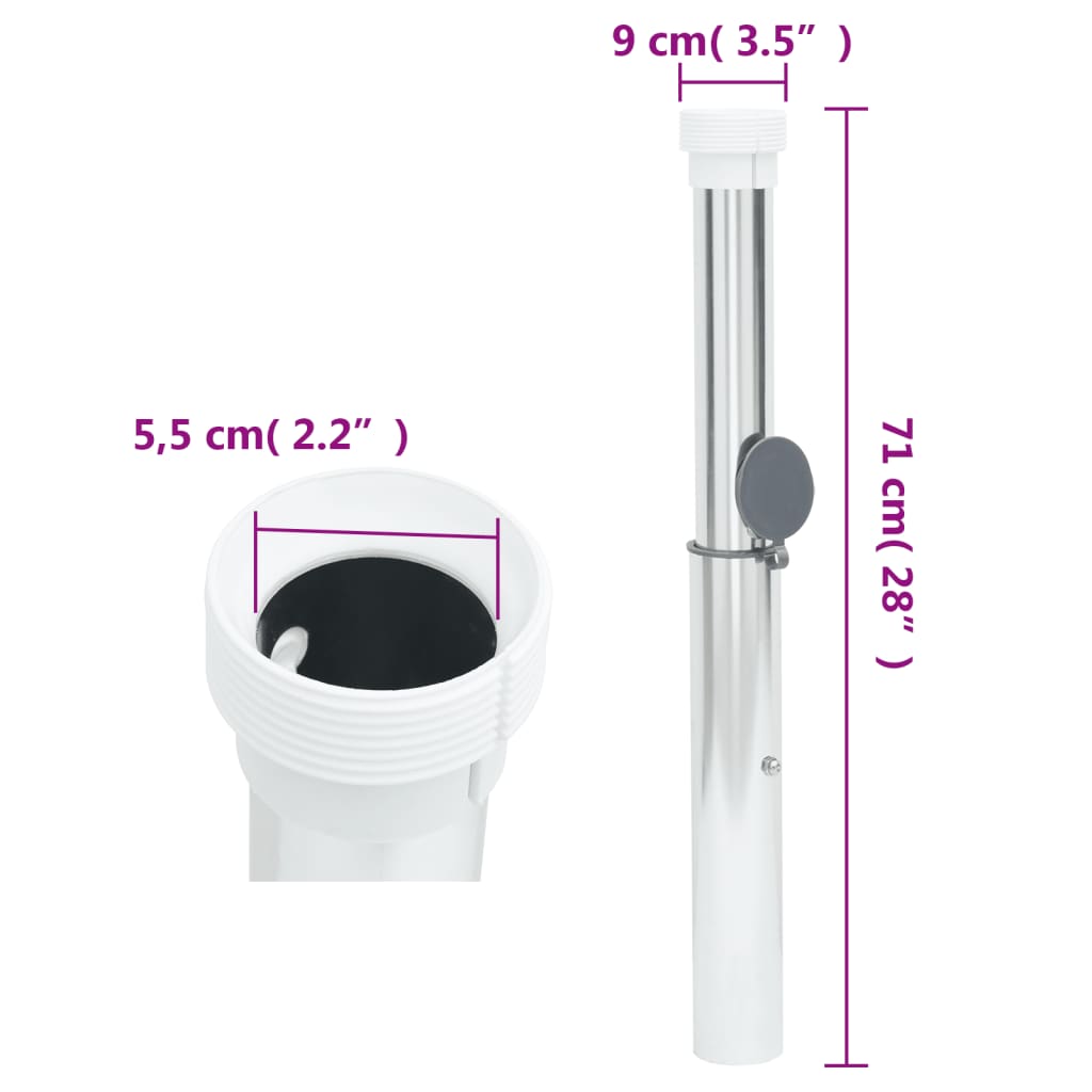 Parasollfot for 40-50 mm stang sølv aluminium vidaXL
