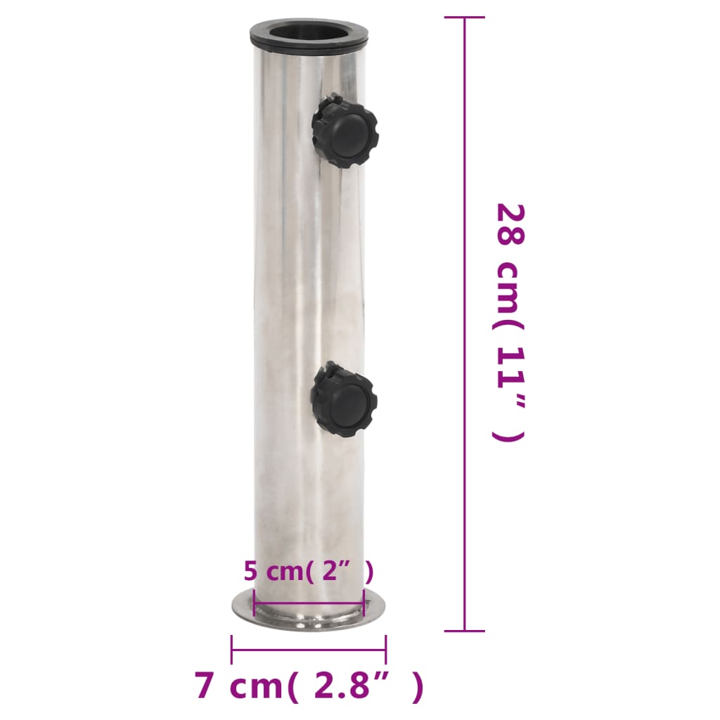 Parasollfot for Ø38/48 mm stang matt sølv stål vidaXL