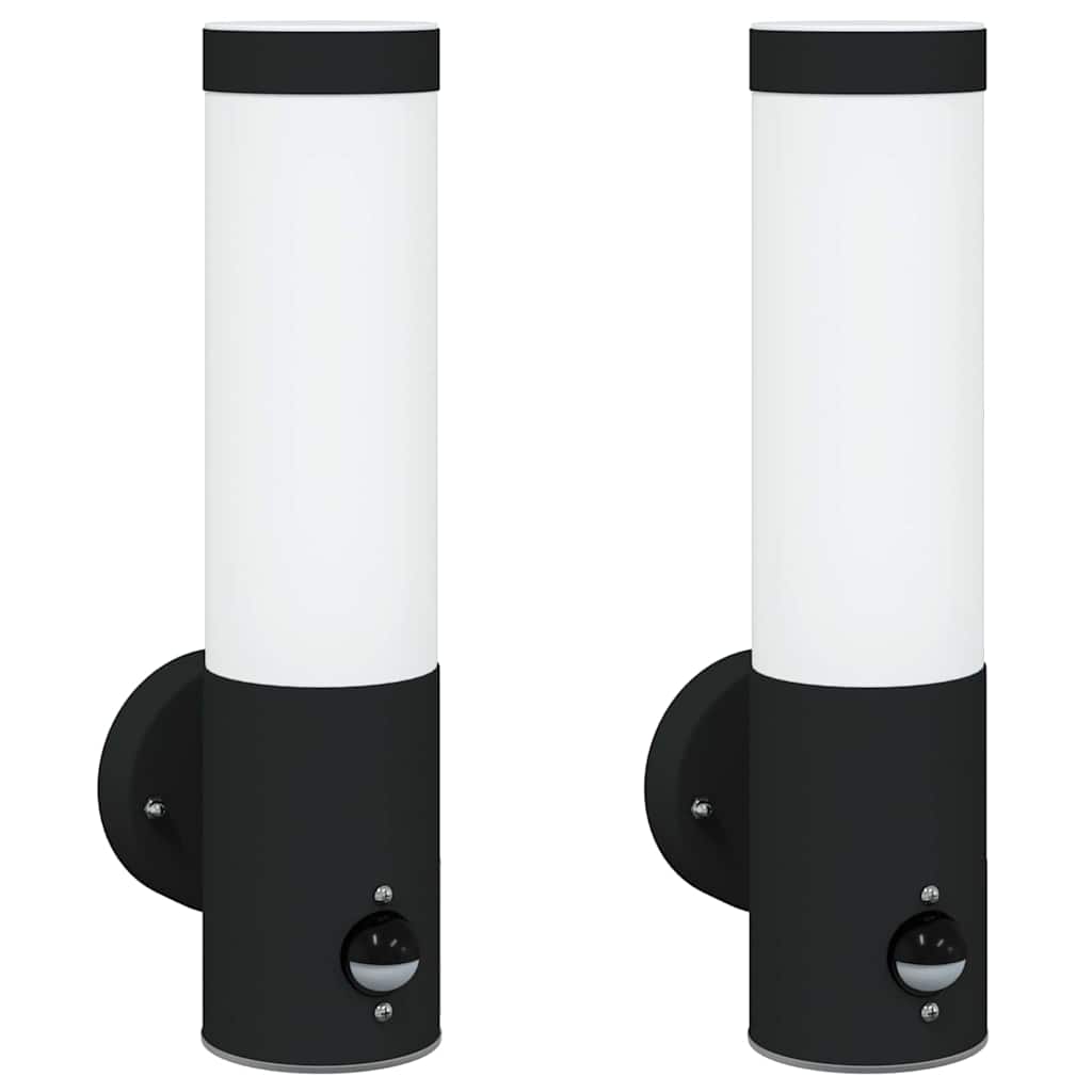 Utevegglampe 2 pcs Svart 12 x 8,5 x 29 cm