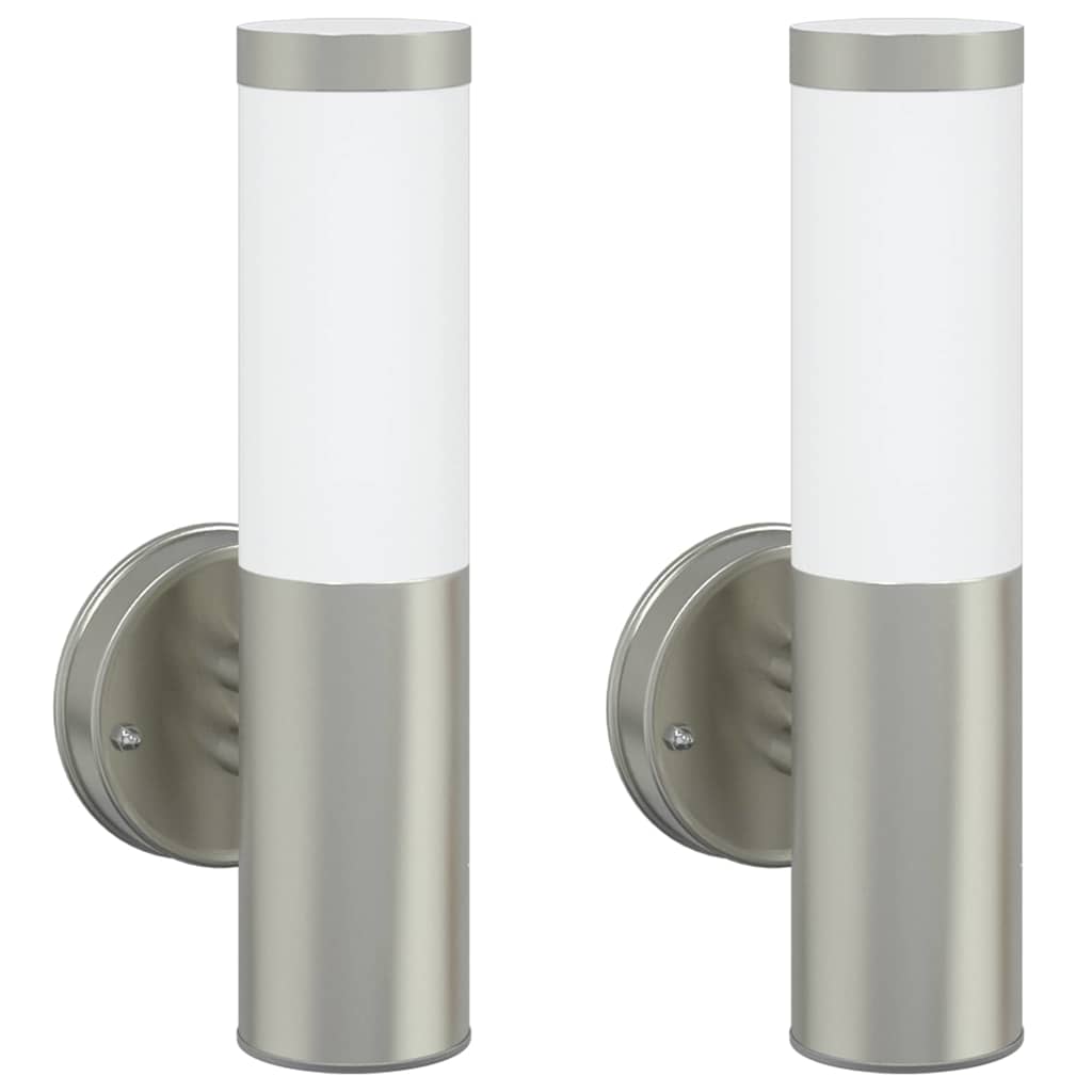 Utevegglampe 2 pcs sølv 15 x 7,5 x 33 cm