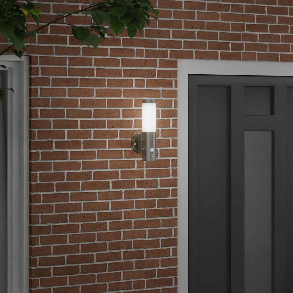 Utevegglampe sølv 15 x 7,5 x 33 cm Rustfritt stål og plast