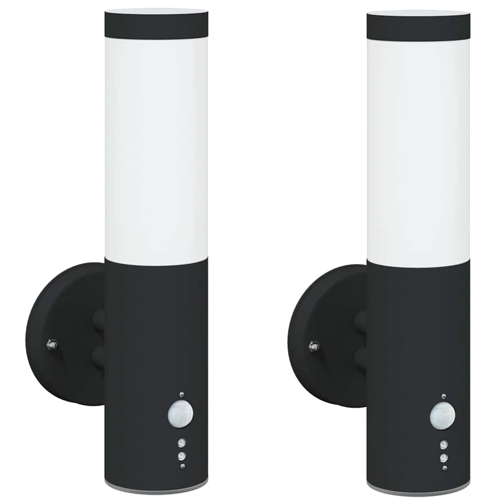 Utevegglampe 2 pcs Svart 15 x 7,5 x 33 cm