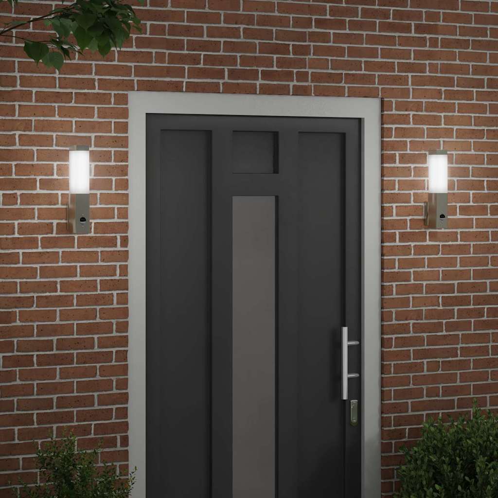 Utevegglampe 2 pcs sølv 10,5 x 6 x 33 cm