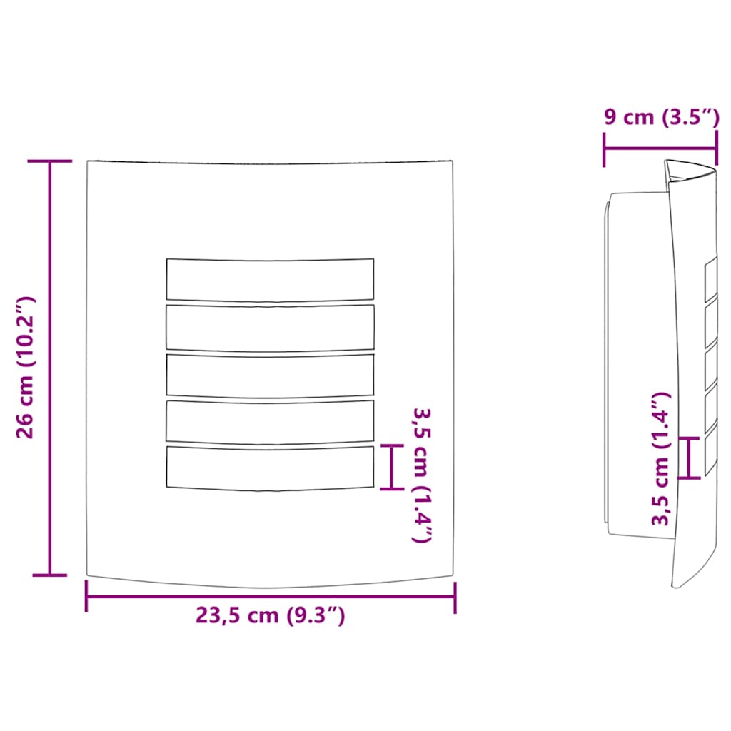 Utevegglampe Svart 23.5 x 10.5 x 26 cm Rustfritt stål