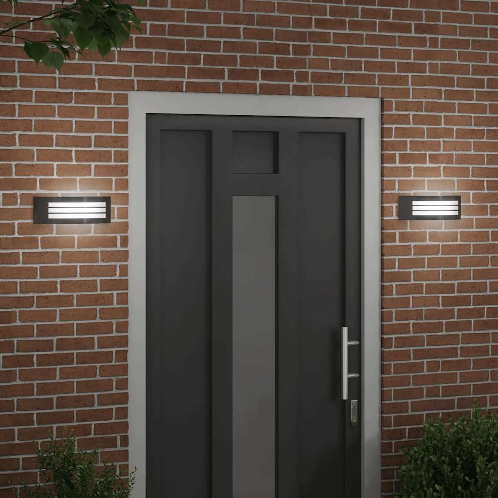 Utevegglampe 2 pcs Svart 32 x 10 x 10 cm