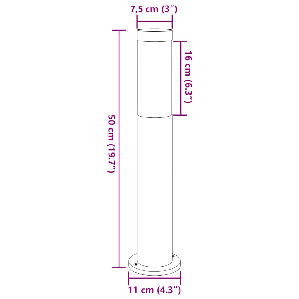 Pullertlampe 50 cm rustfritt stål IP44