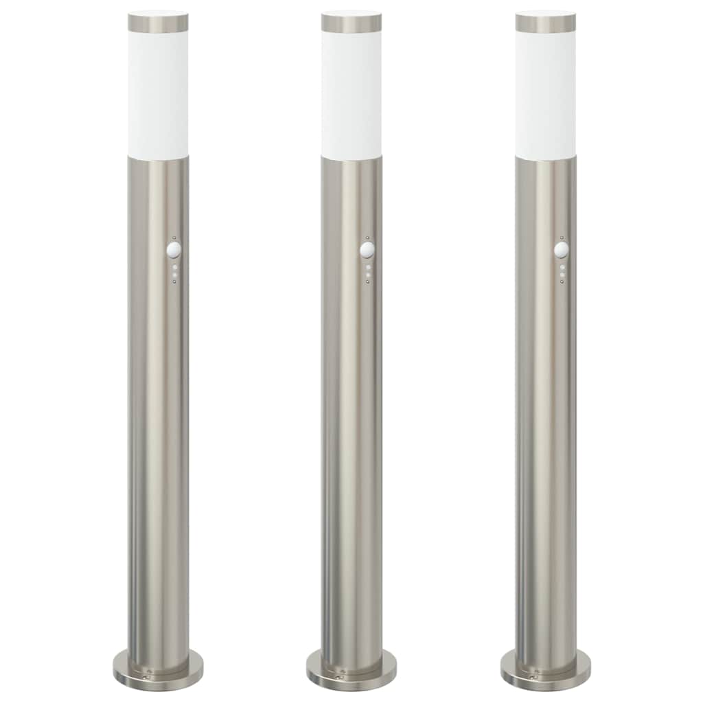 Pullertlys med sensor 3 stk 80 cm rustfritt stål IP44