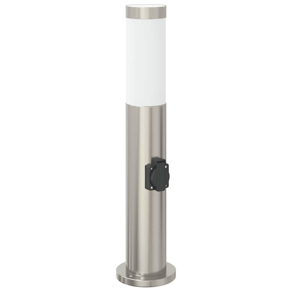 Pullertlampe med stikkontakt 50 cm rustfritt stål IP44