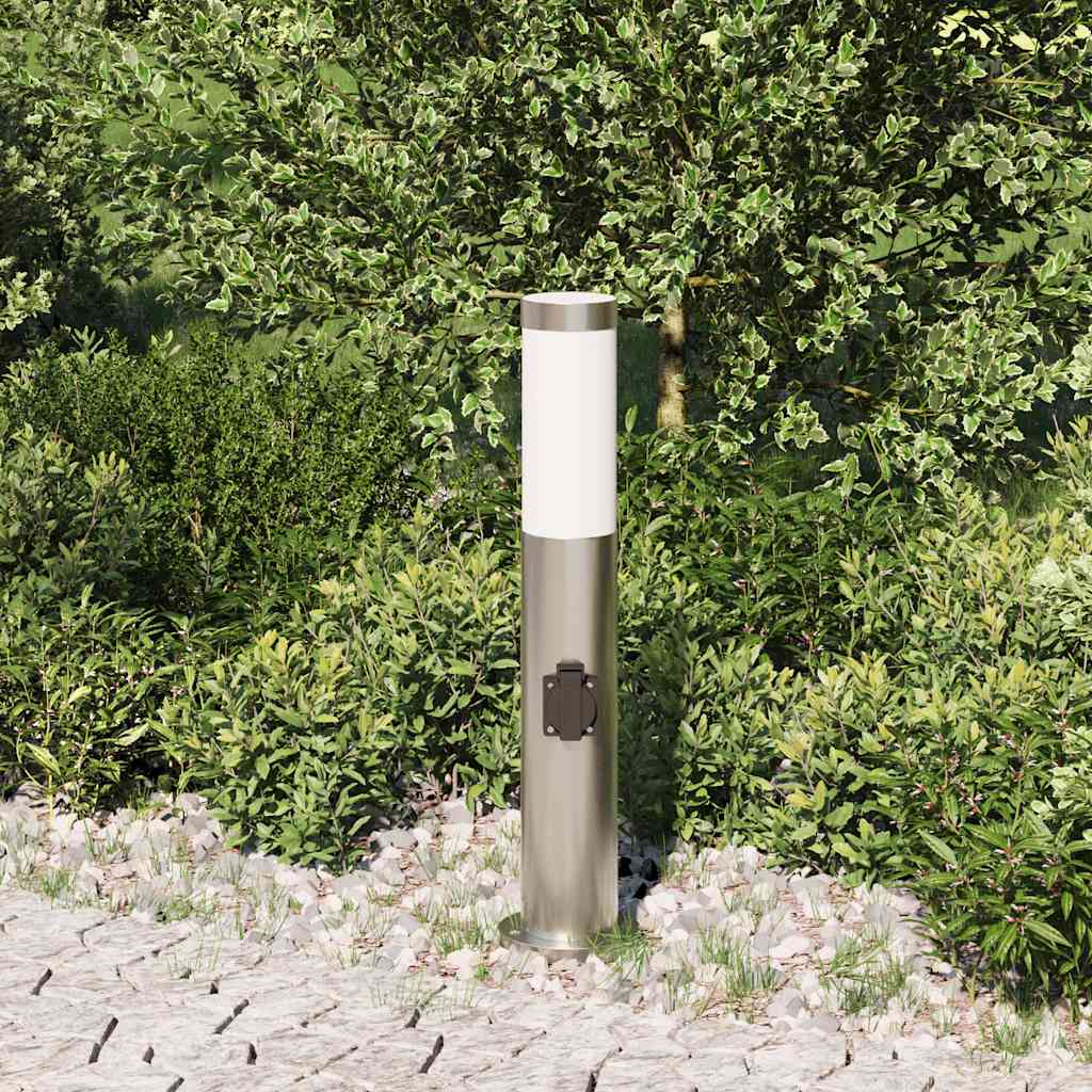 Pullertlampe med stikkontakt 50 cm rustfritt stål IP44