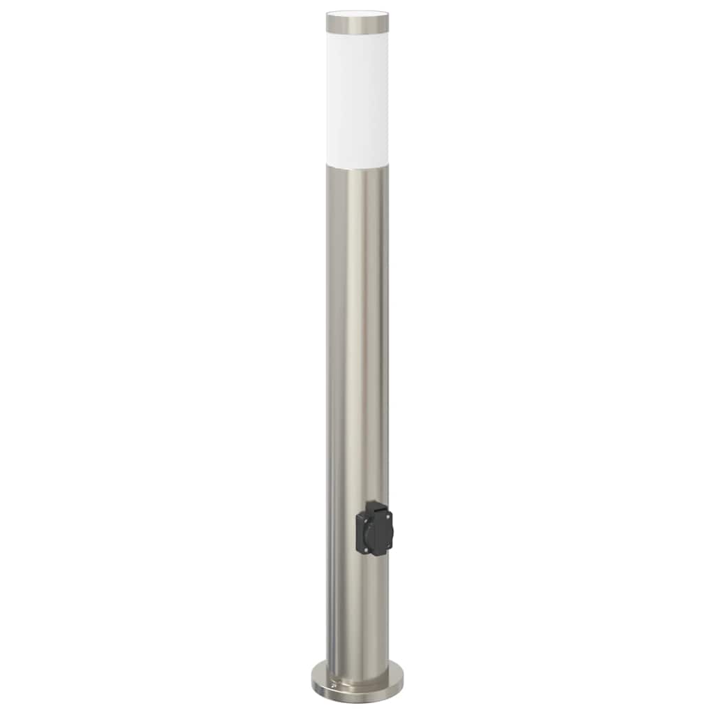 Pullertlampe med stikkontakt 80 cm rustfritt stål IP44