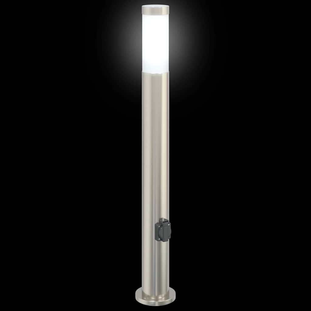 Pullertlamper med stikkontakt 3 stk 80 cm rustfritt stål IP44