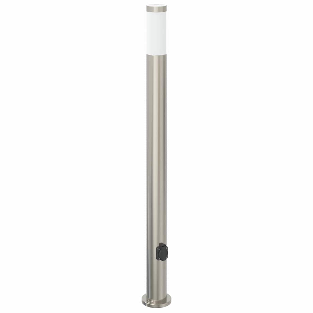 Pullertlampe med stikkontakt 110 cm rustfritt stål IP44