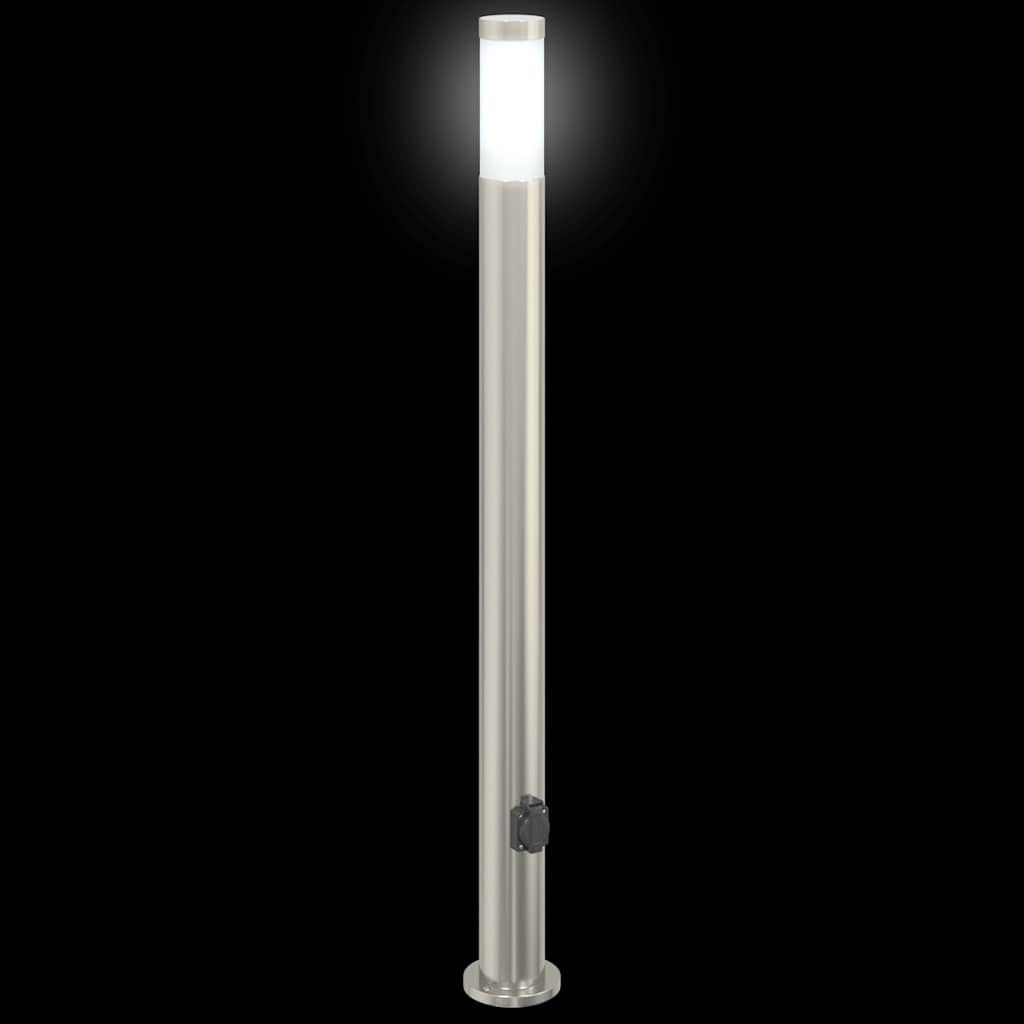 Pullertlampe med stikkontakt 110 cm rustfritt stål IP44