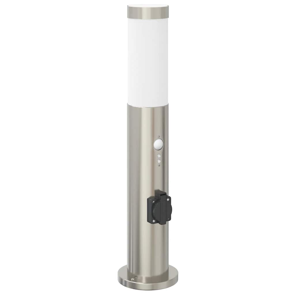 Pullertlampe med sensor og stikkontakt 50 cm rustfritt stål IP44