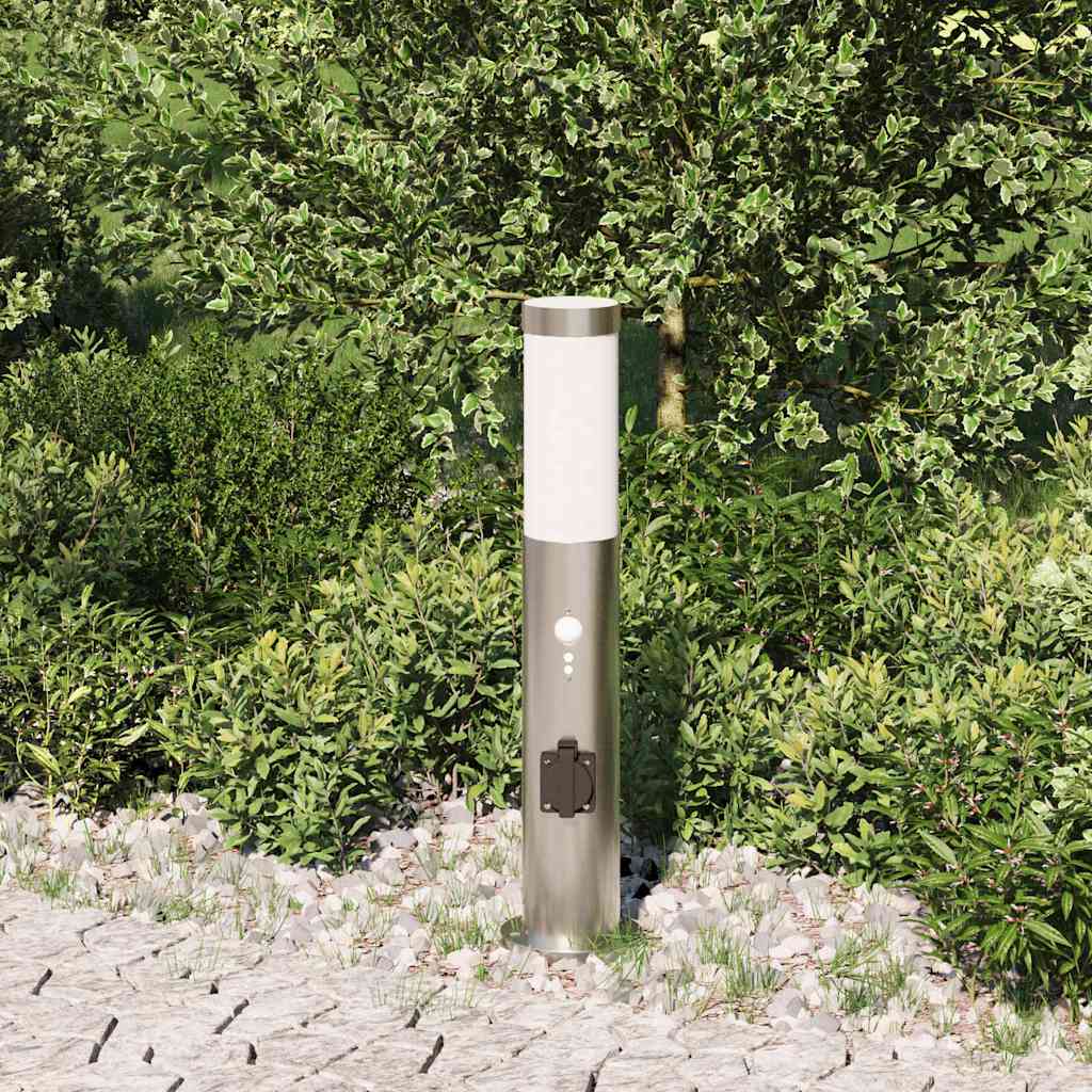 Pullertlampe med sensor og stikkontakt 50 cm rustfritt stål IP44