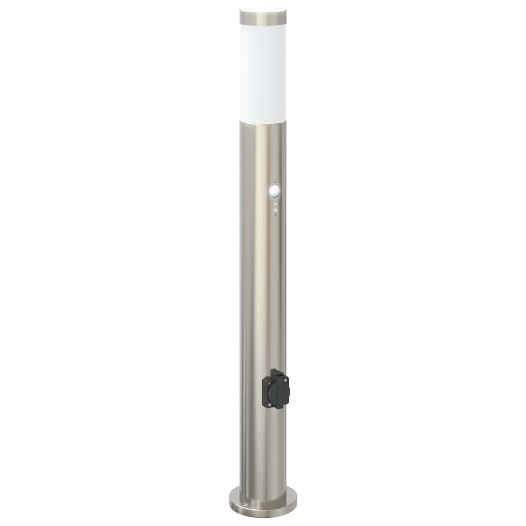 Pullertlampe med sensor og stikkontakt 80 cm rustfritt stål IP44