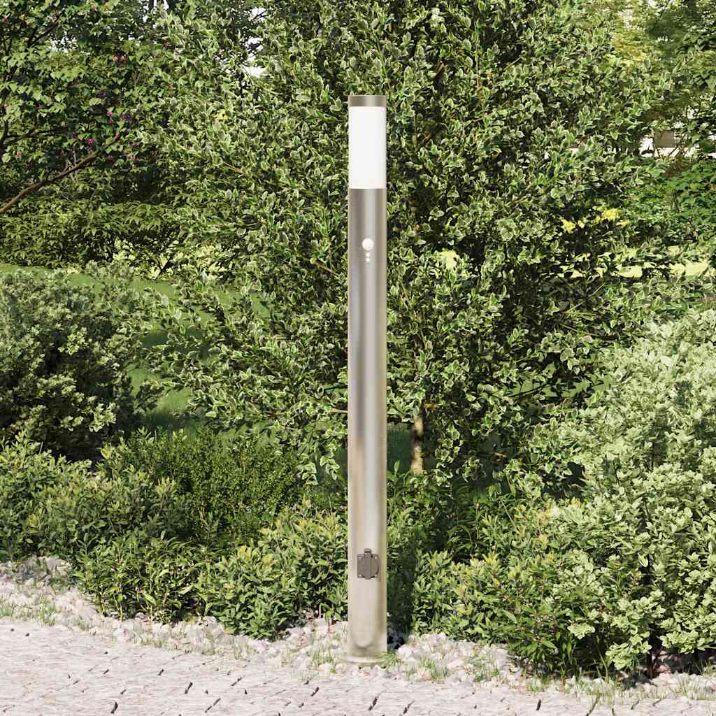 Pullertlampe med sensor og stikkontakt 110 cm rustfritt stål IP44