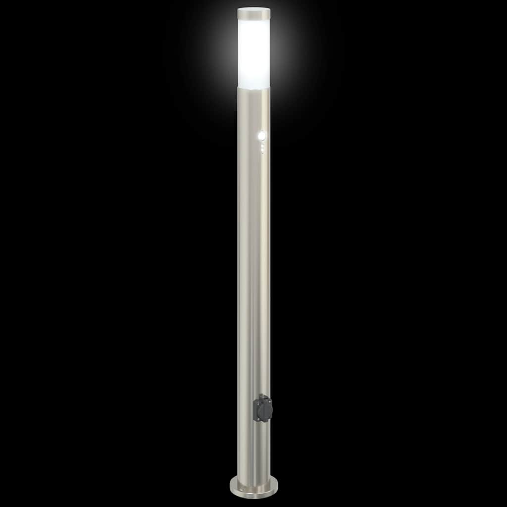 Pullertlamper med sensor og stikkontakt 3 stk 110 cm rustfritt stål IP44